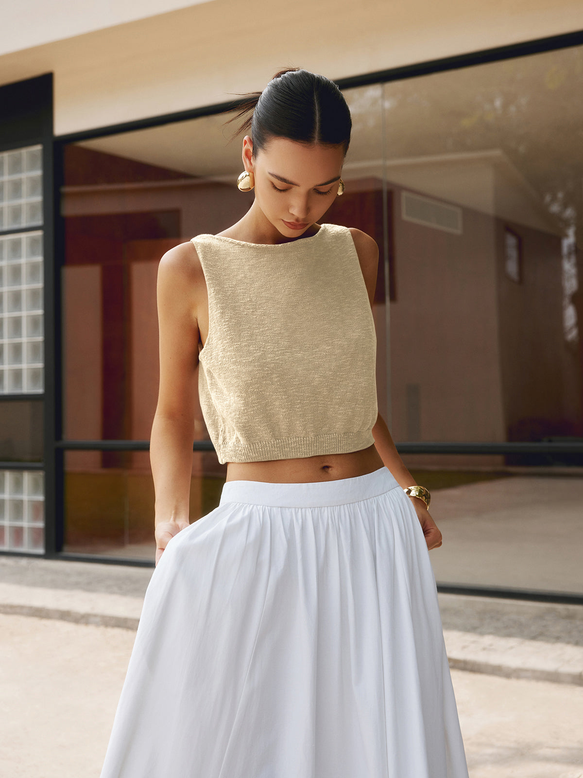 Ada | Women's Crew Neck Crop Tank Top