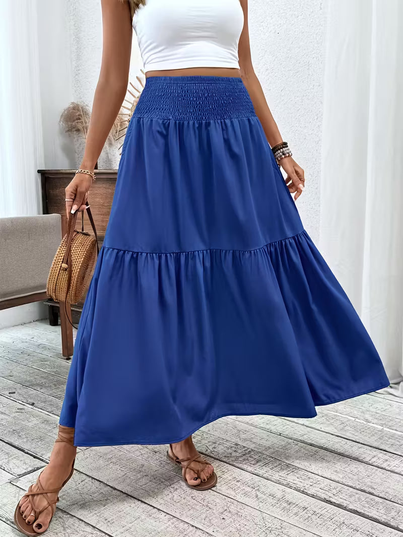 Alma | Women's Boho Floral Smocked Maxi Summer Skirt