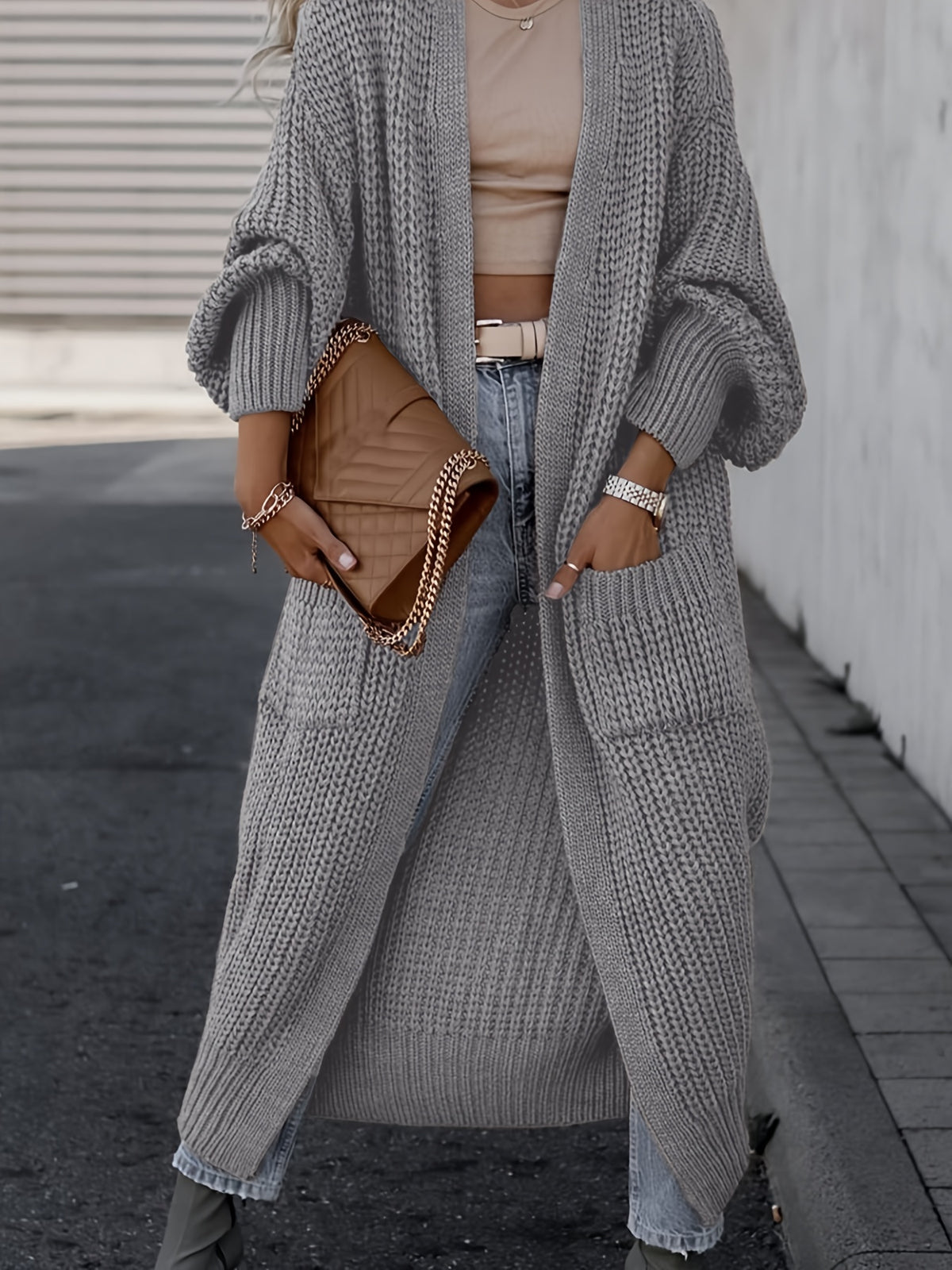 Amelia | Women's Deep V-Neck Ribbed Knit Open Front Cardigan