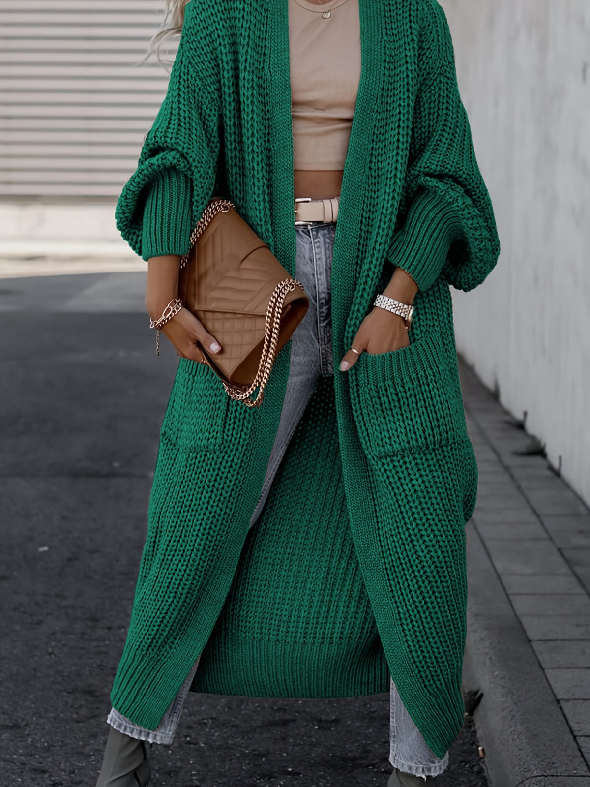 Amelia | Women's Deep V-Neck Ribbed Knit Open Front Cardigan