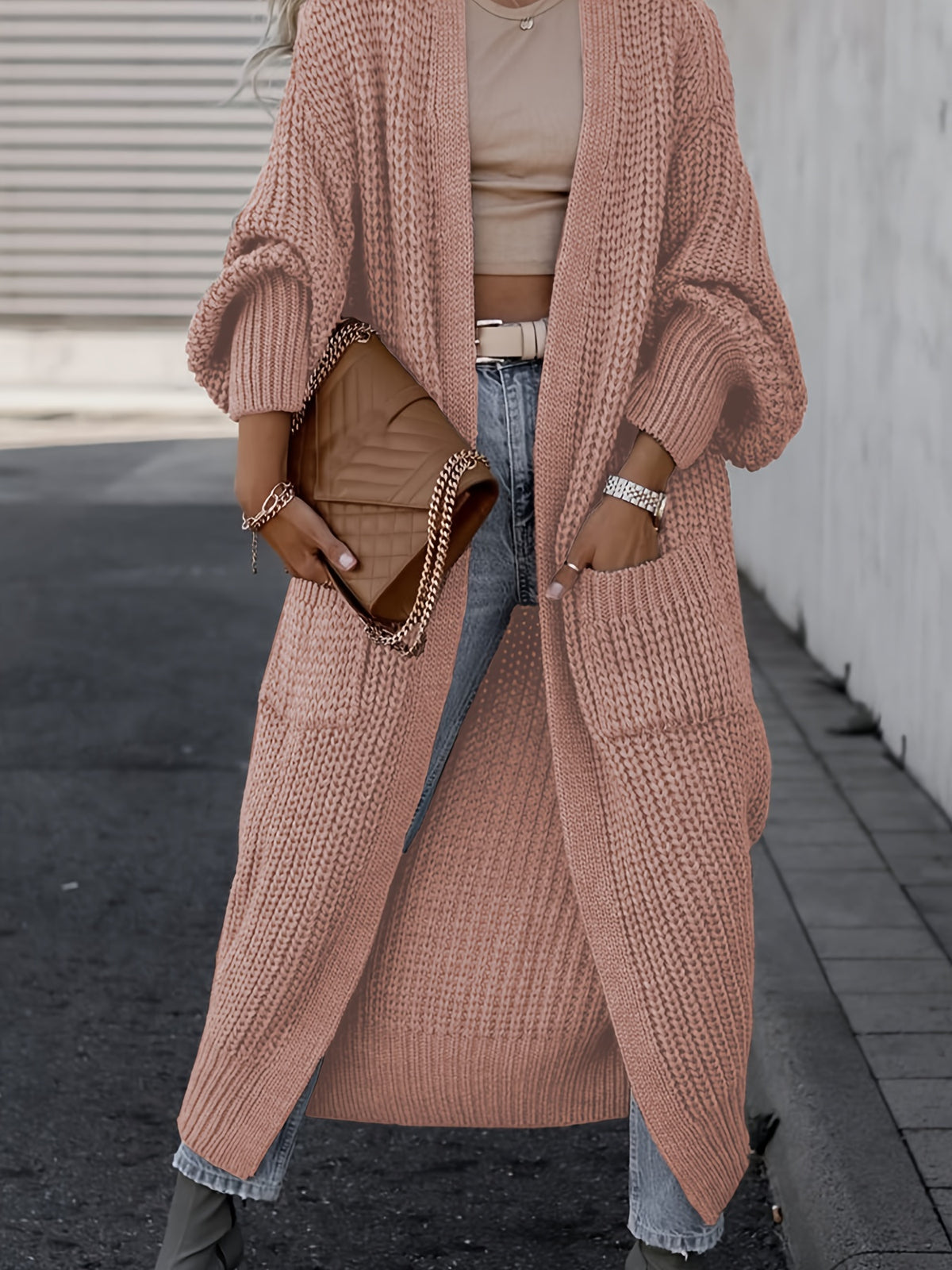 Amelia | Women's Deep V-Neck Ribbed Knit Open Front Cardigan