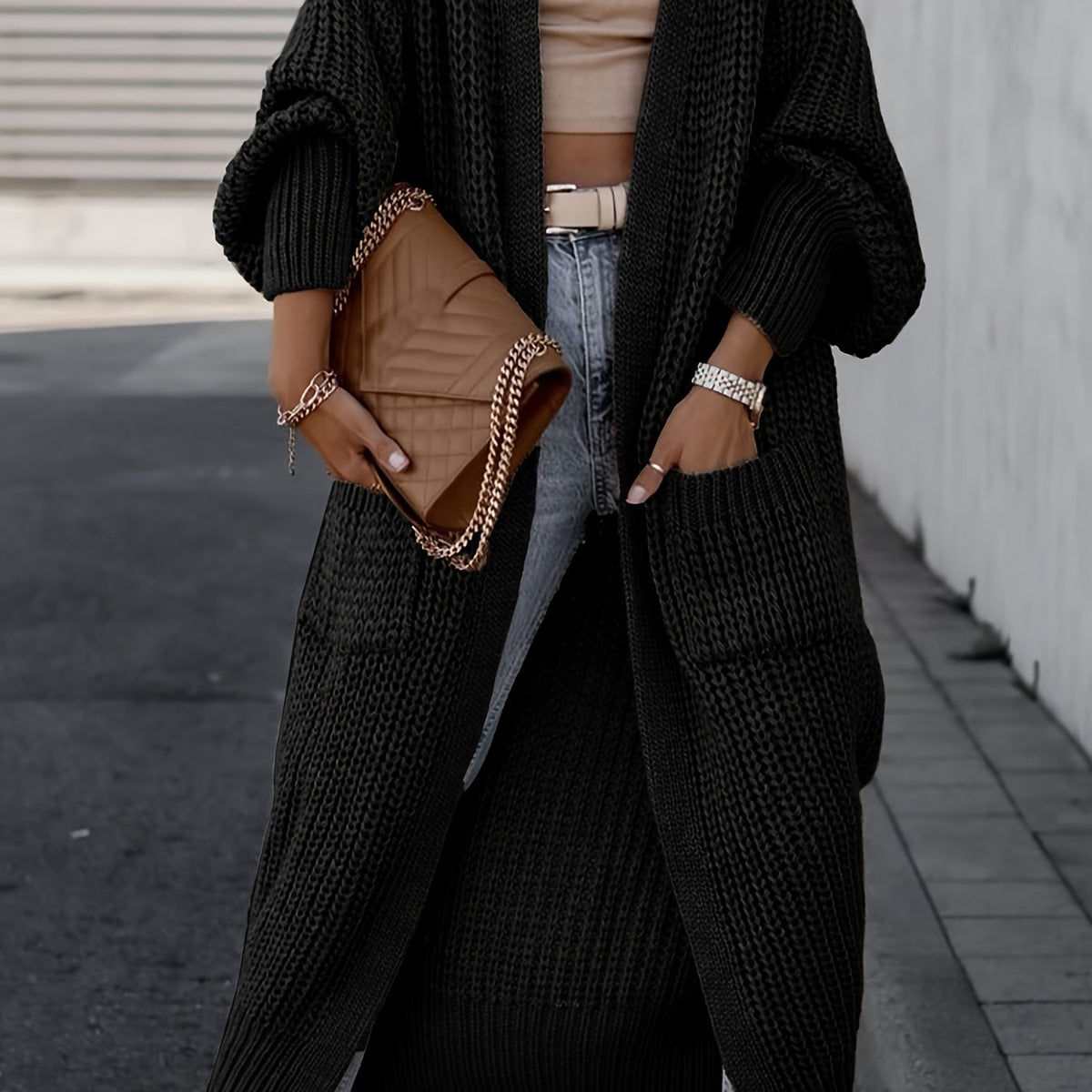 Amelia | Women's Deep V-Neck Ribbed Knit Open Front Cardigan