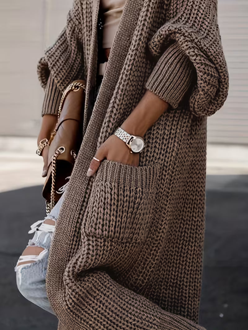Amelia | Women's Deep V-Neck Ribbed Knit Open Front Cardigan