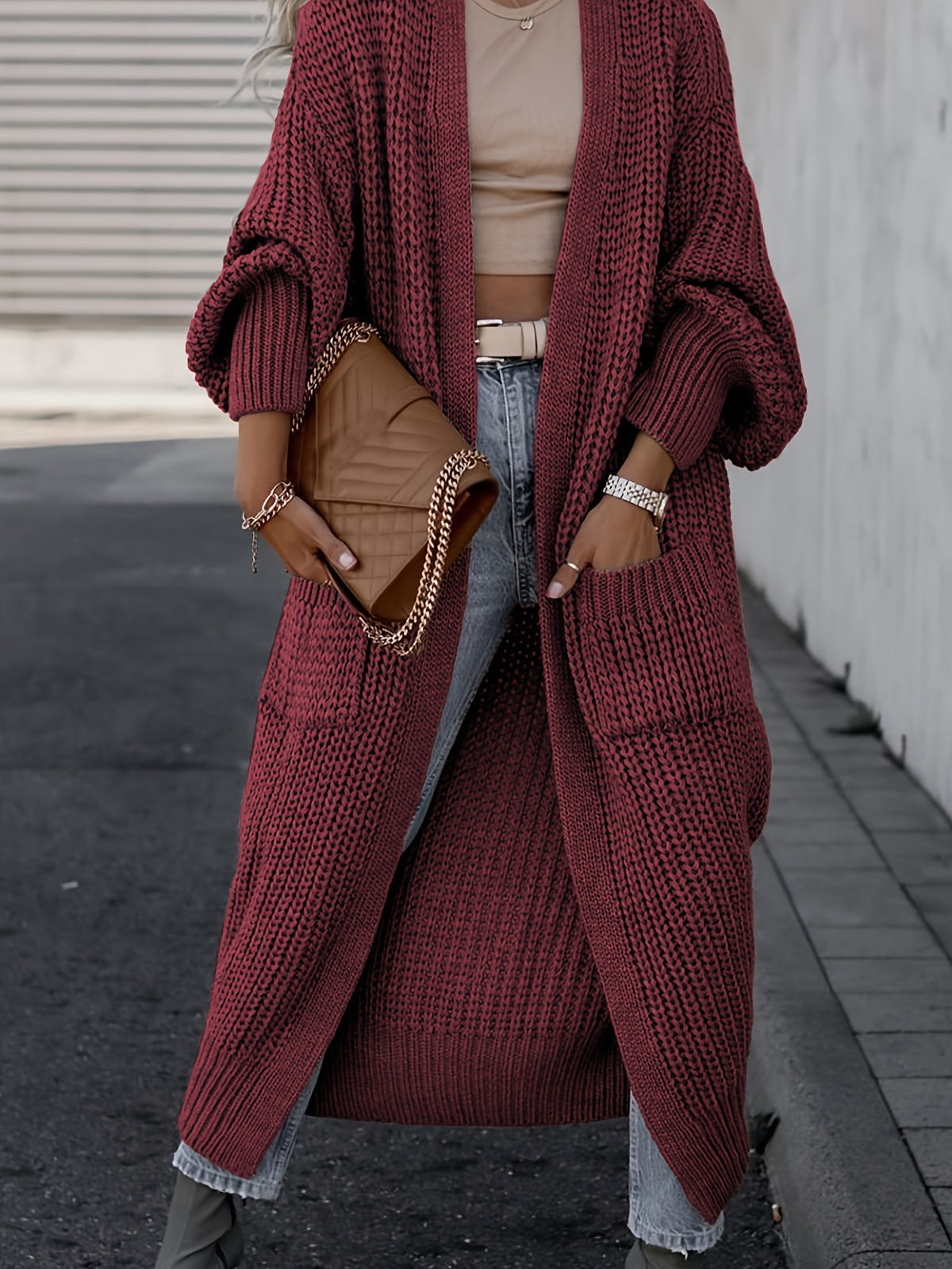 Amelia | Women's Deep V-Neck Ribbed Knit Open Front Cardigan