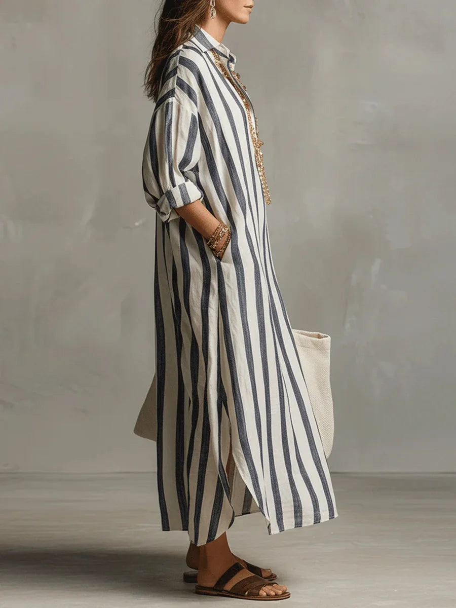 Araminta | Women's Striped Long Sleeve Maxi Summer Dress