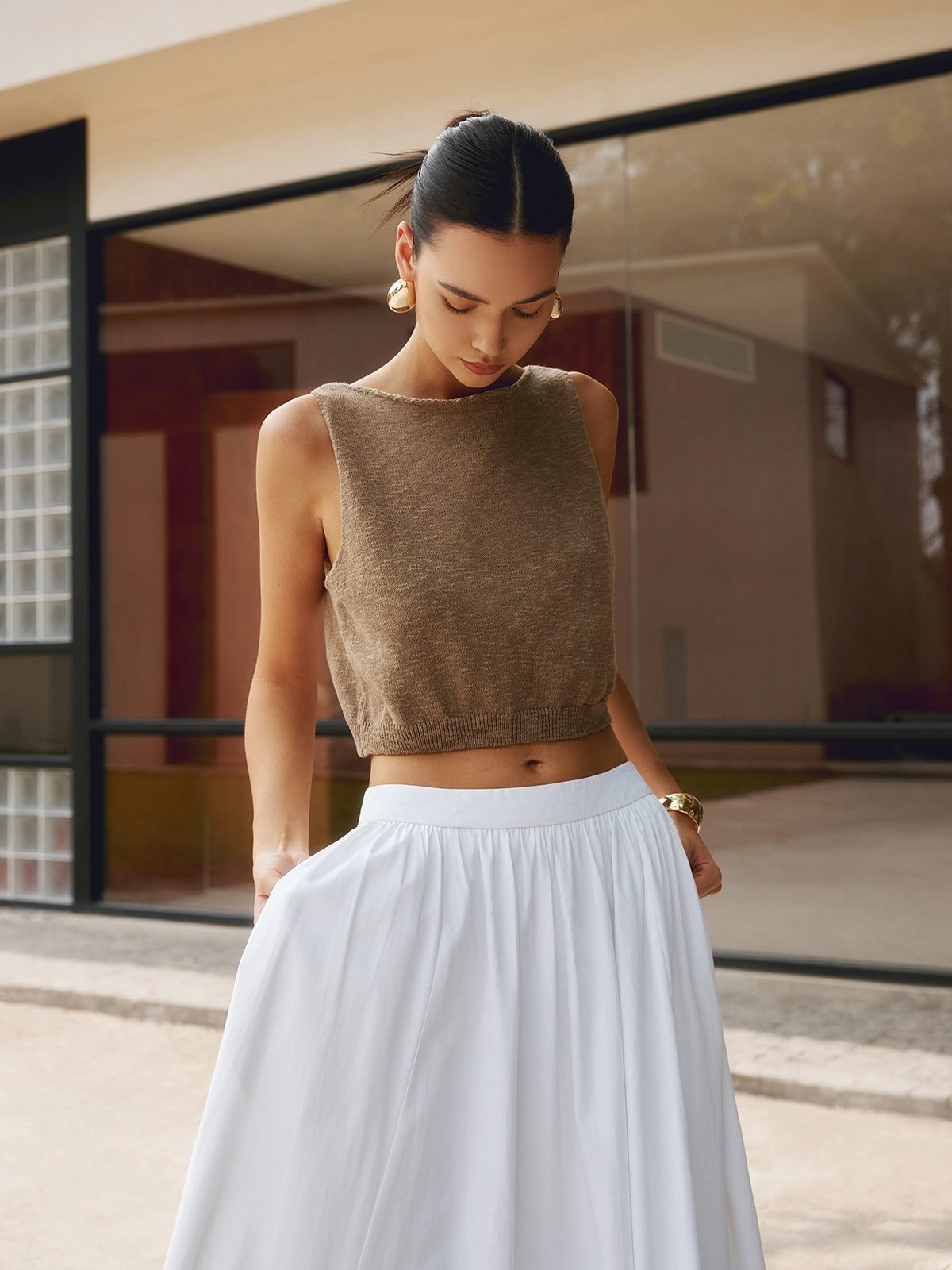 Ada | Women's Crew Neck Crop Tank Top