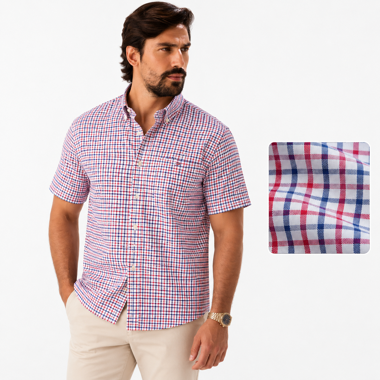 Basil | Men's Short-Sleeve Textured Shirt