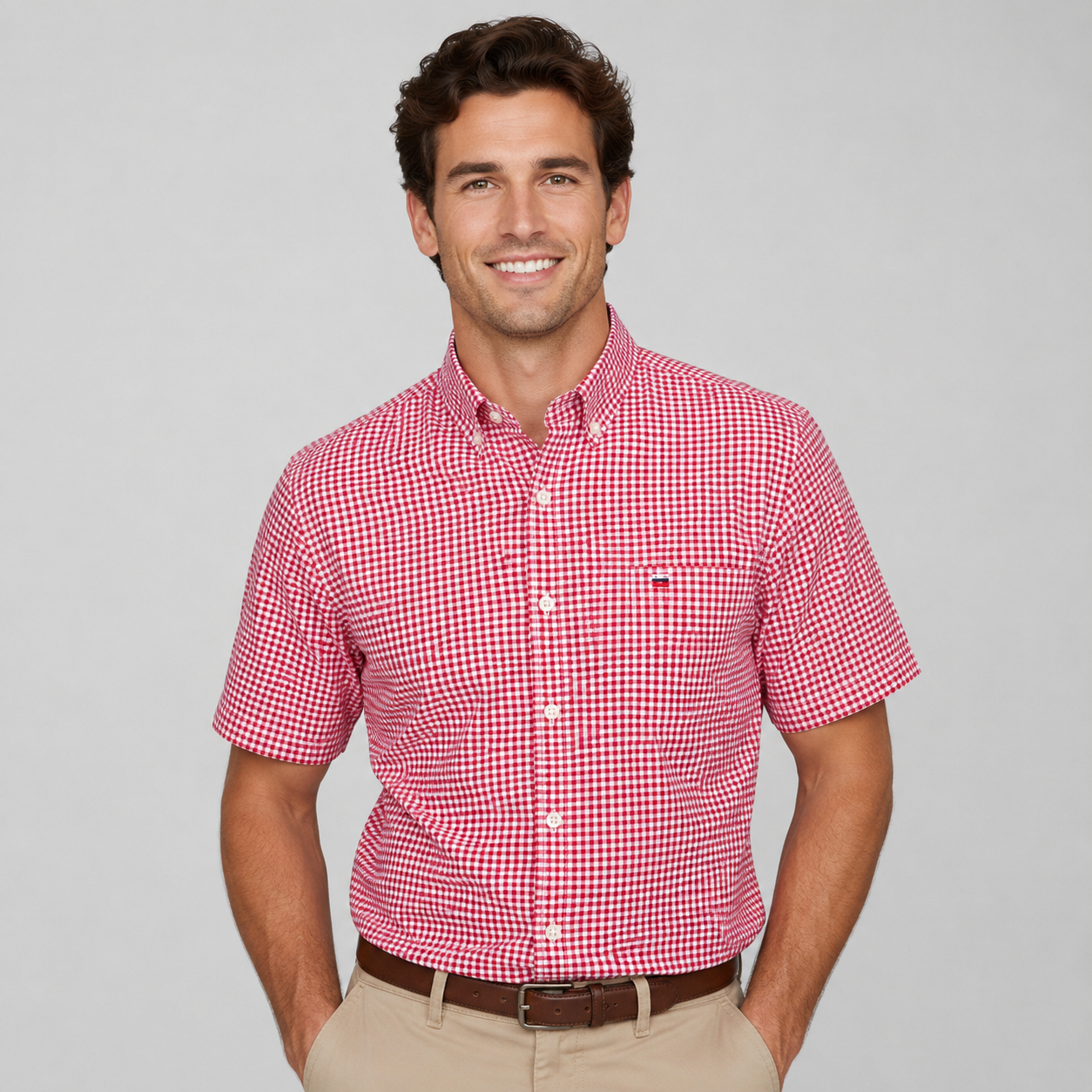 Basil | Men's Short-Sleeve Textured Shirt