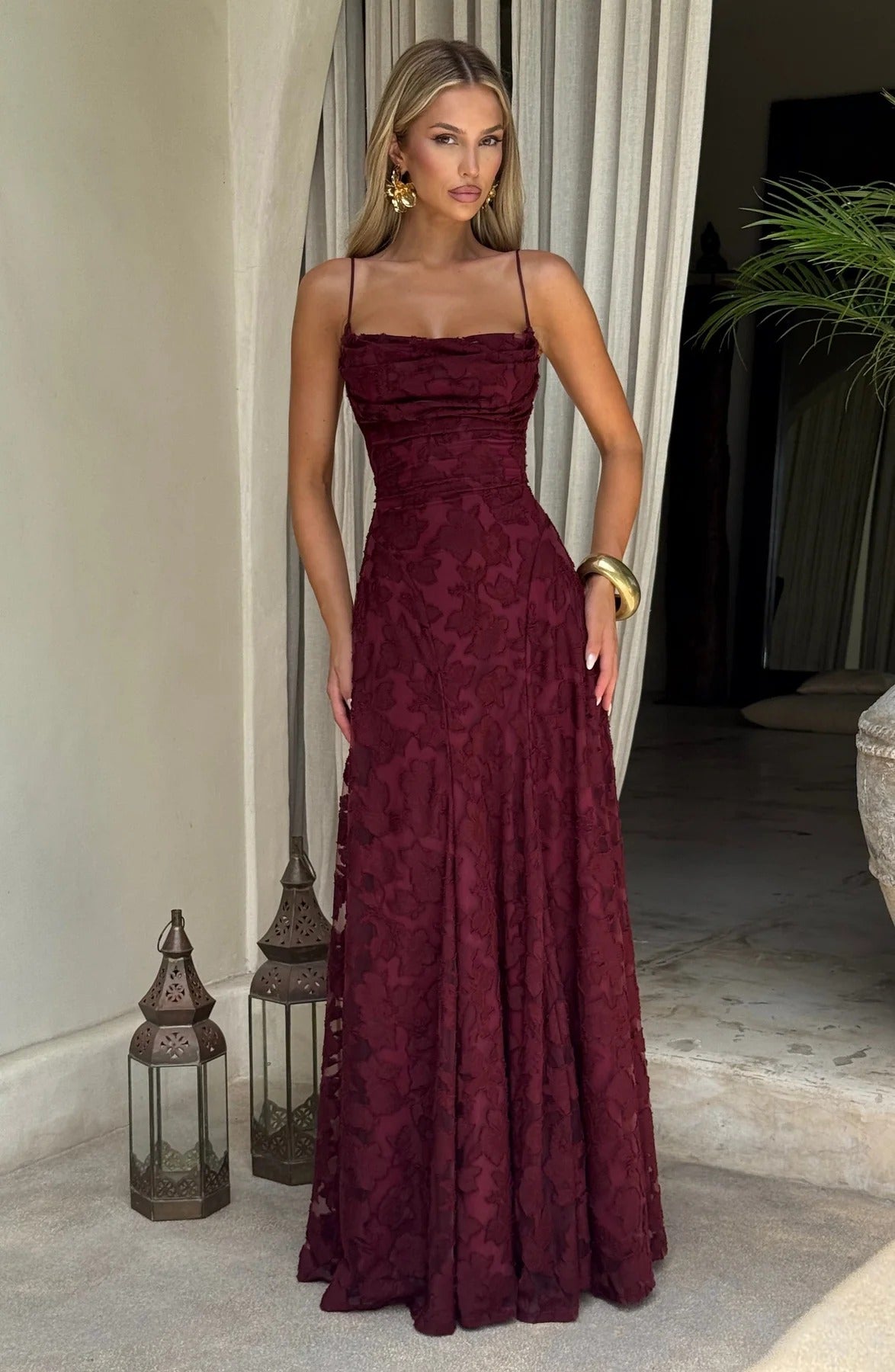 Briar | Women’s Floral Jacquard Sleeveless Maxi Dress