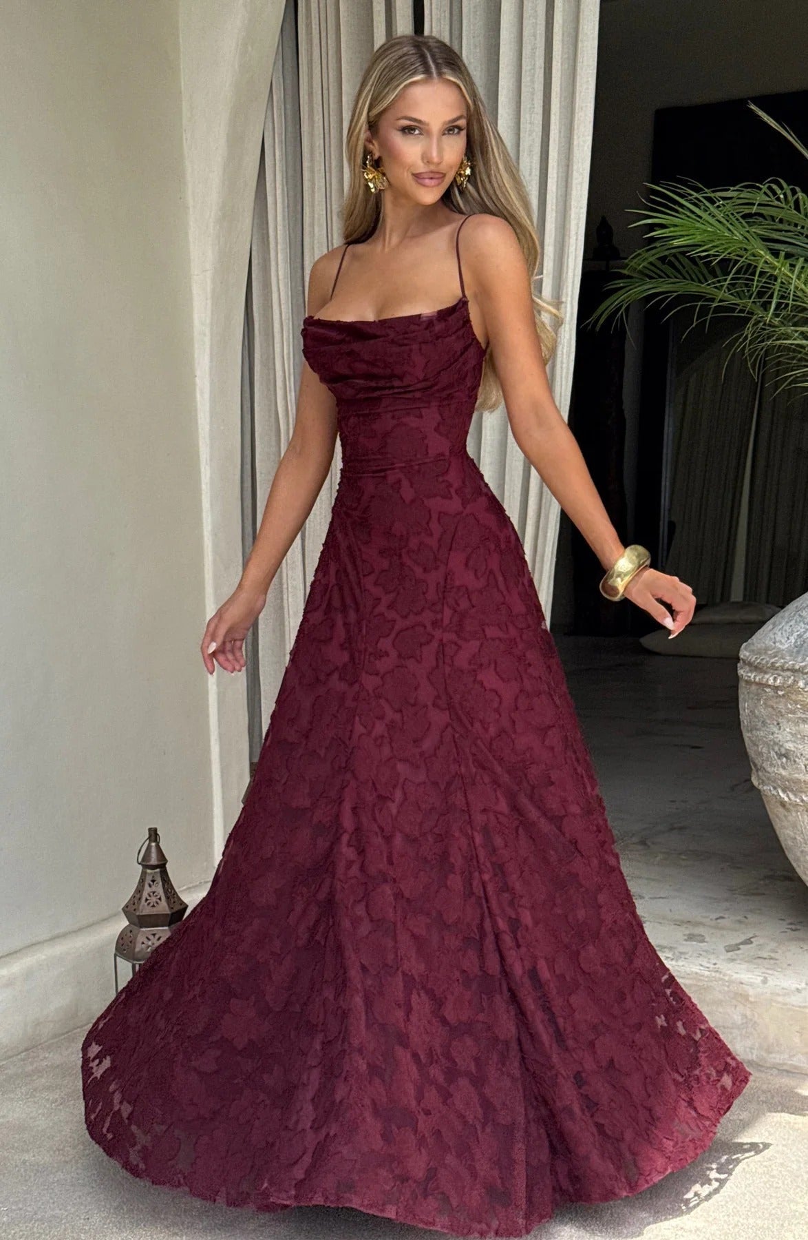 Briar | Women’s Floral Jacquard Sleeveless Maxi Dress