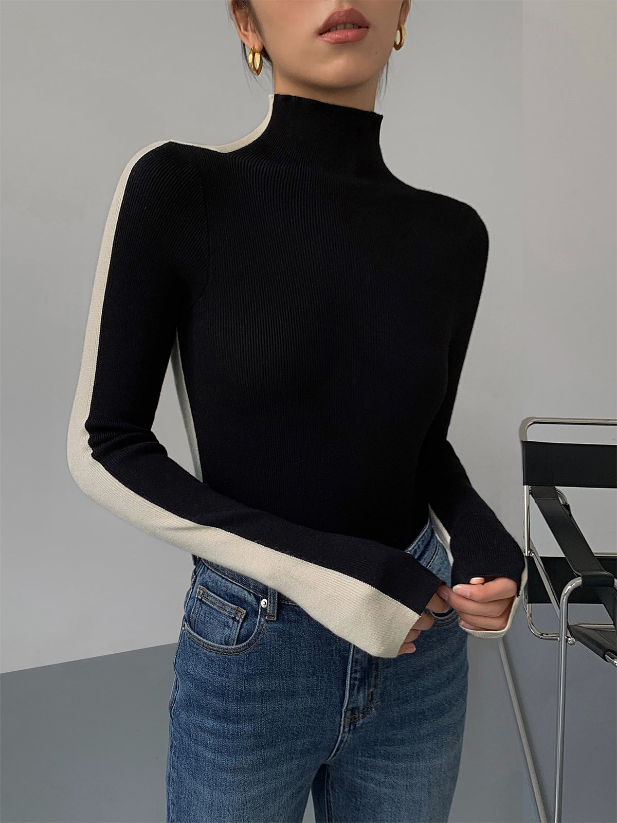 Bridget | Women's Two-Tone Long Sleeve Top