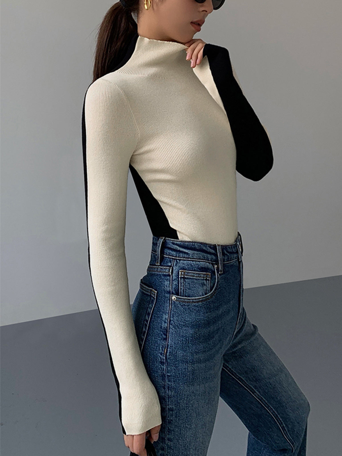 Bridget | Women's Two-Tone Long Sleeve Top