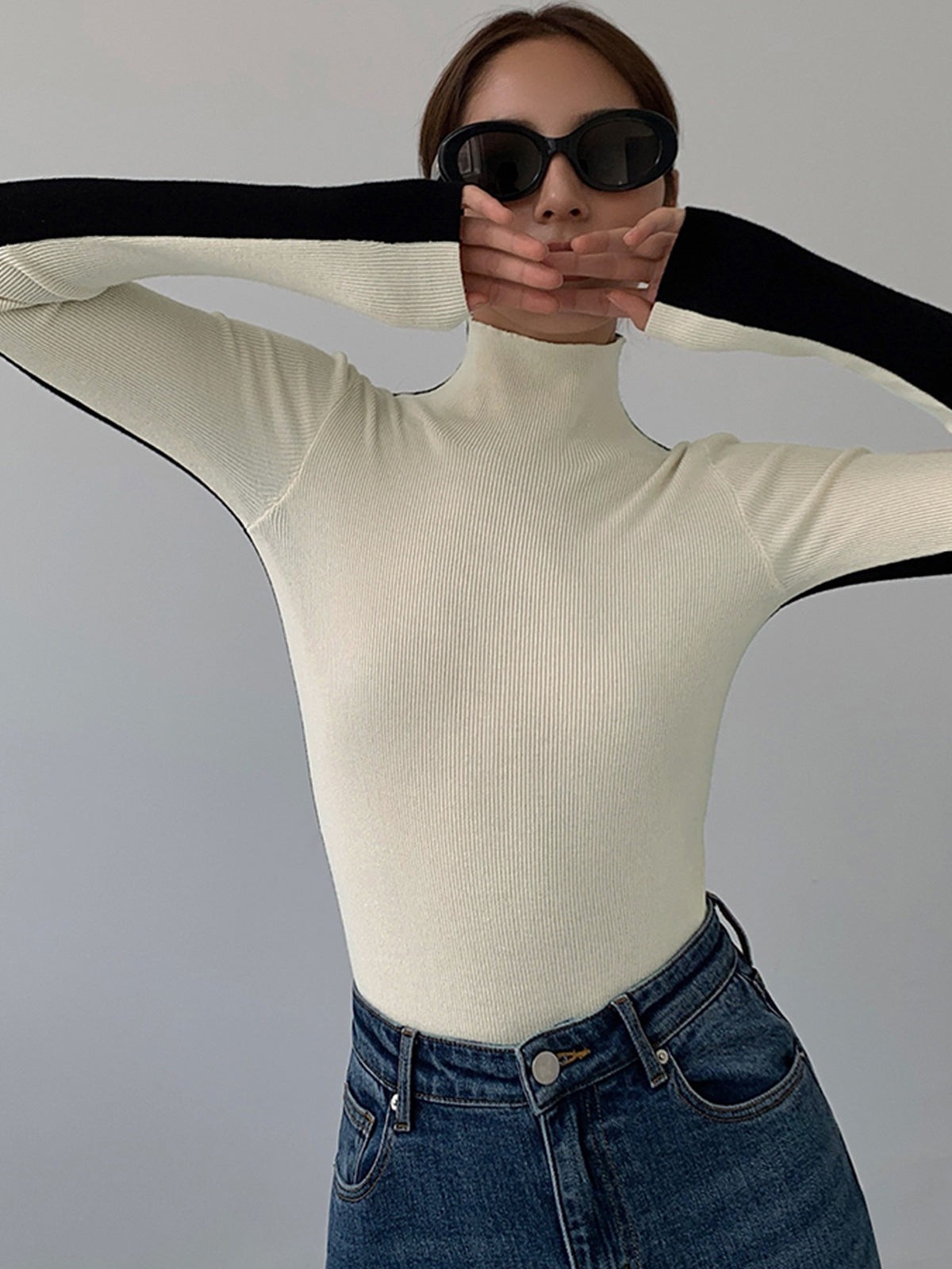 Bridget | Women's Two-Tone Long Sleeve Top