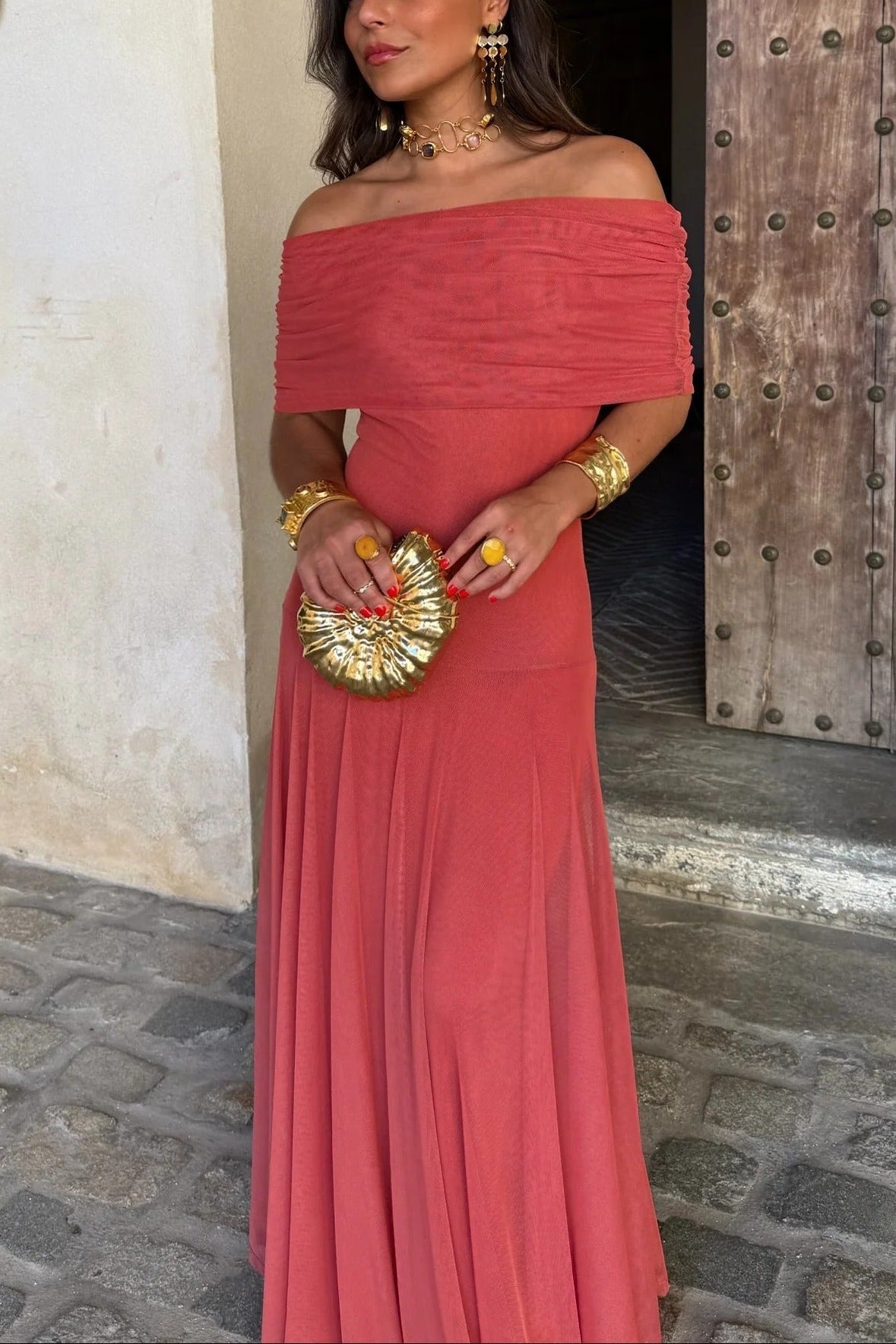 Brittany | One-Shoulder Mesh Maxi Dress