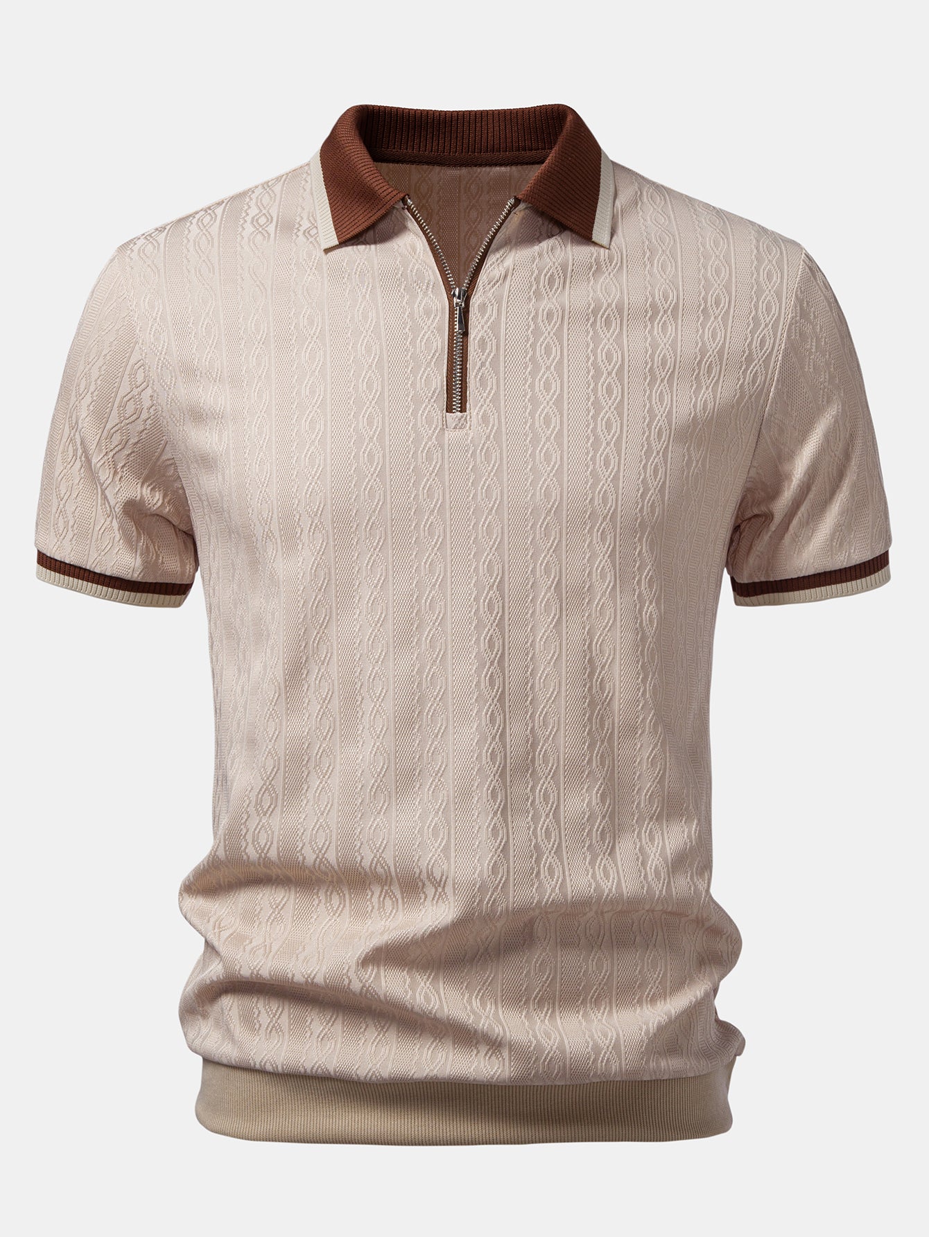 Wilfred | Men's Contrast Trim Zip Polo Shirt