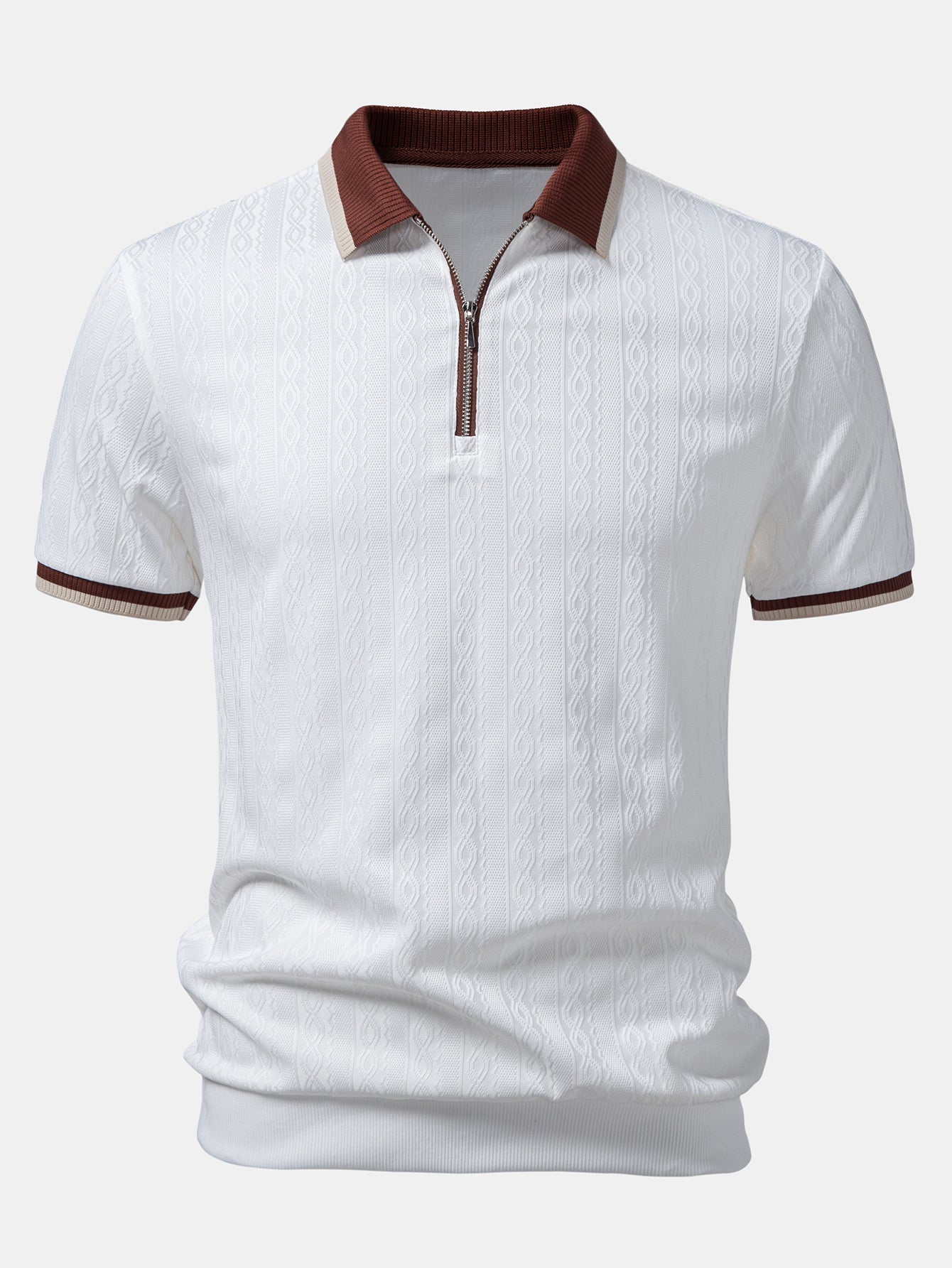 Wilfred | Men's Contrast Trim Zip Polo Shirt