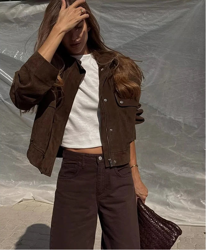Eleanor | Women's Cropped Autumn Bomber Jacket