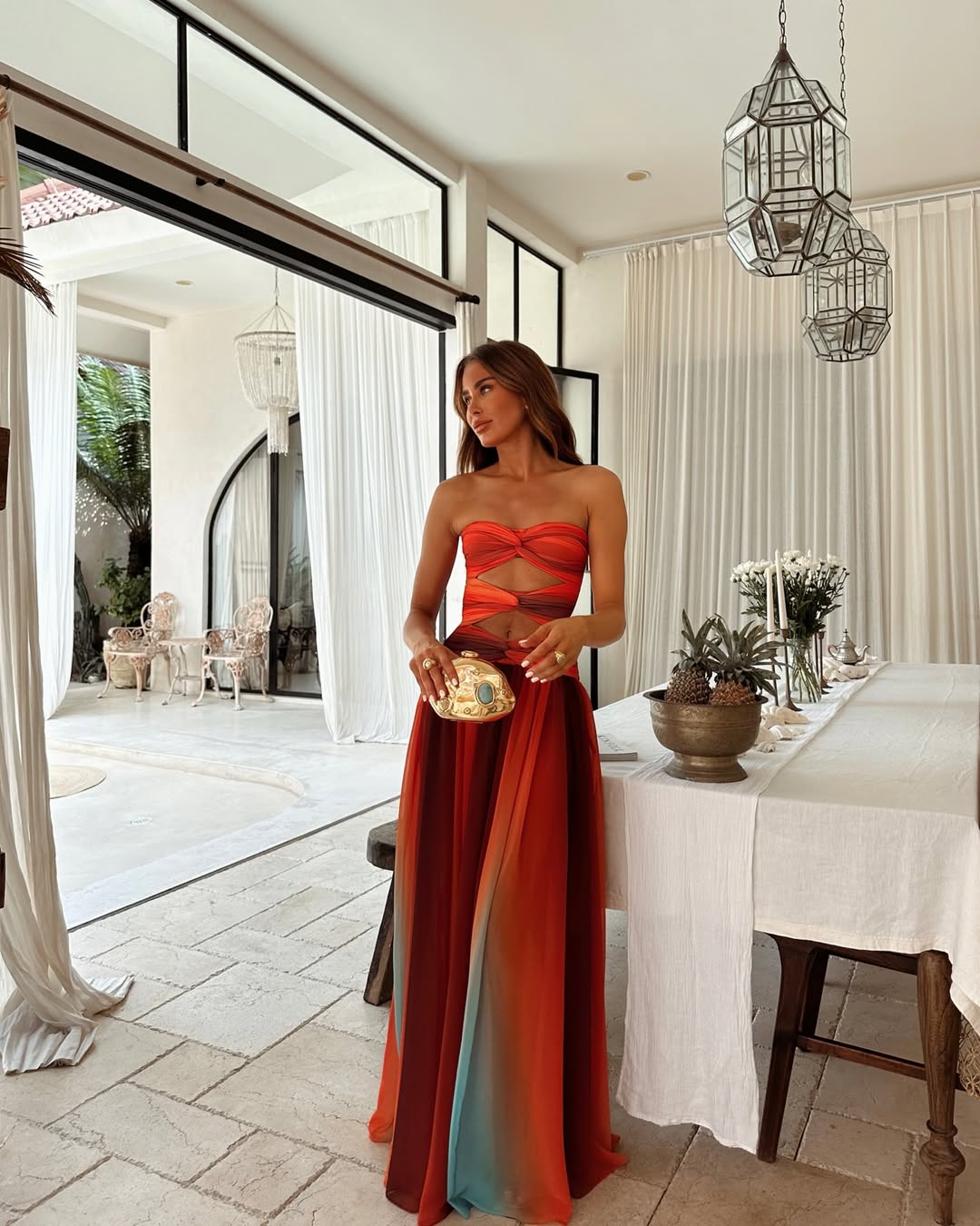 Wren | Women’s Strapless Mesh Cut-Out Maxi Dress
