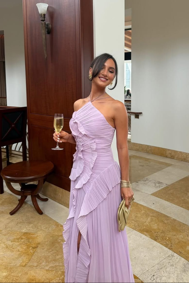 Eliza | Pleated Ruffle Maxi Dress
