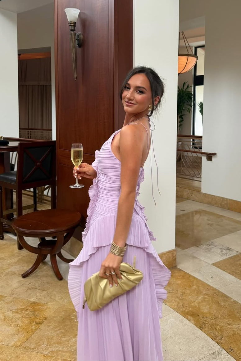 Eliza | Pleated Ruffle Maxi Dress