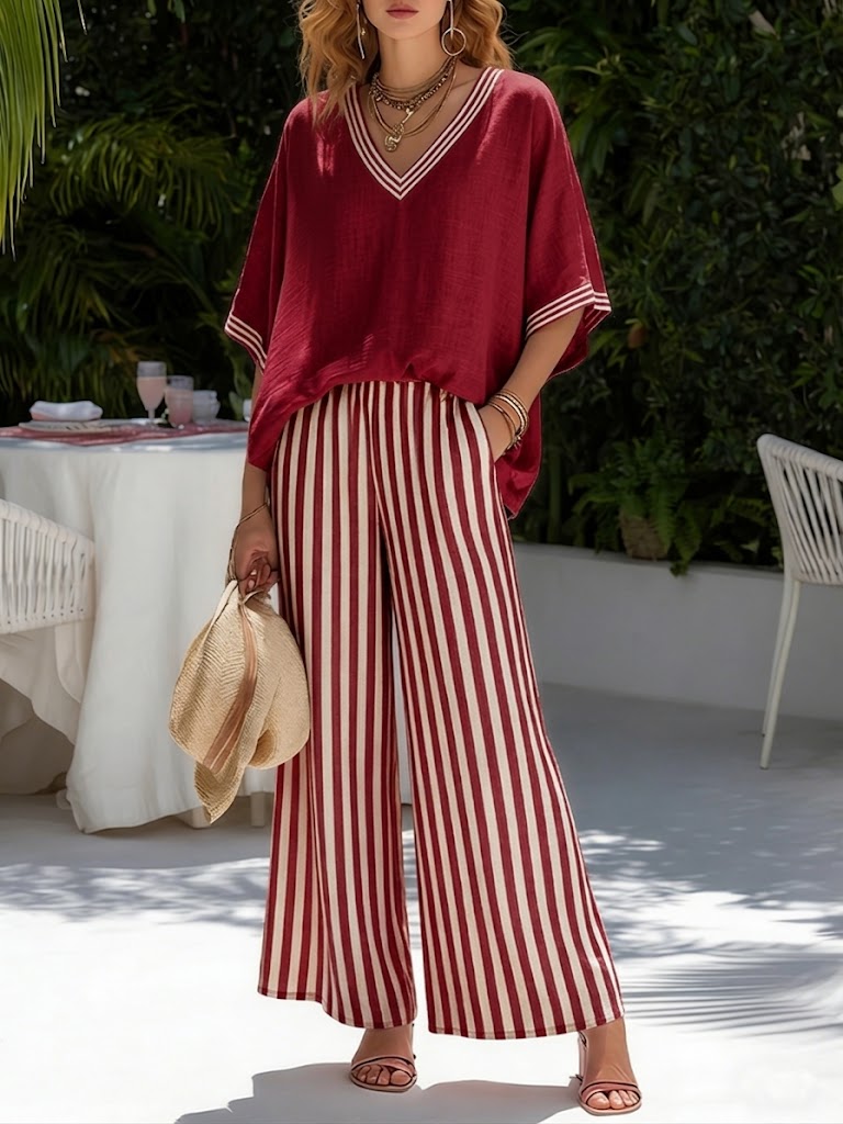 Flora | Women's Striped Two-Piece Summer Set