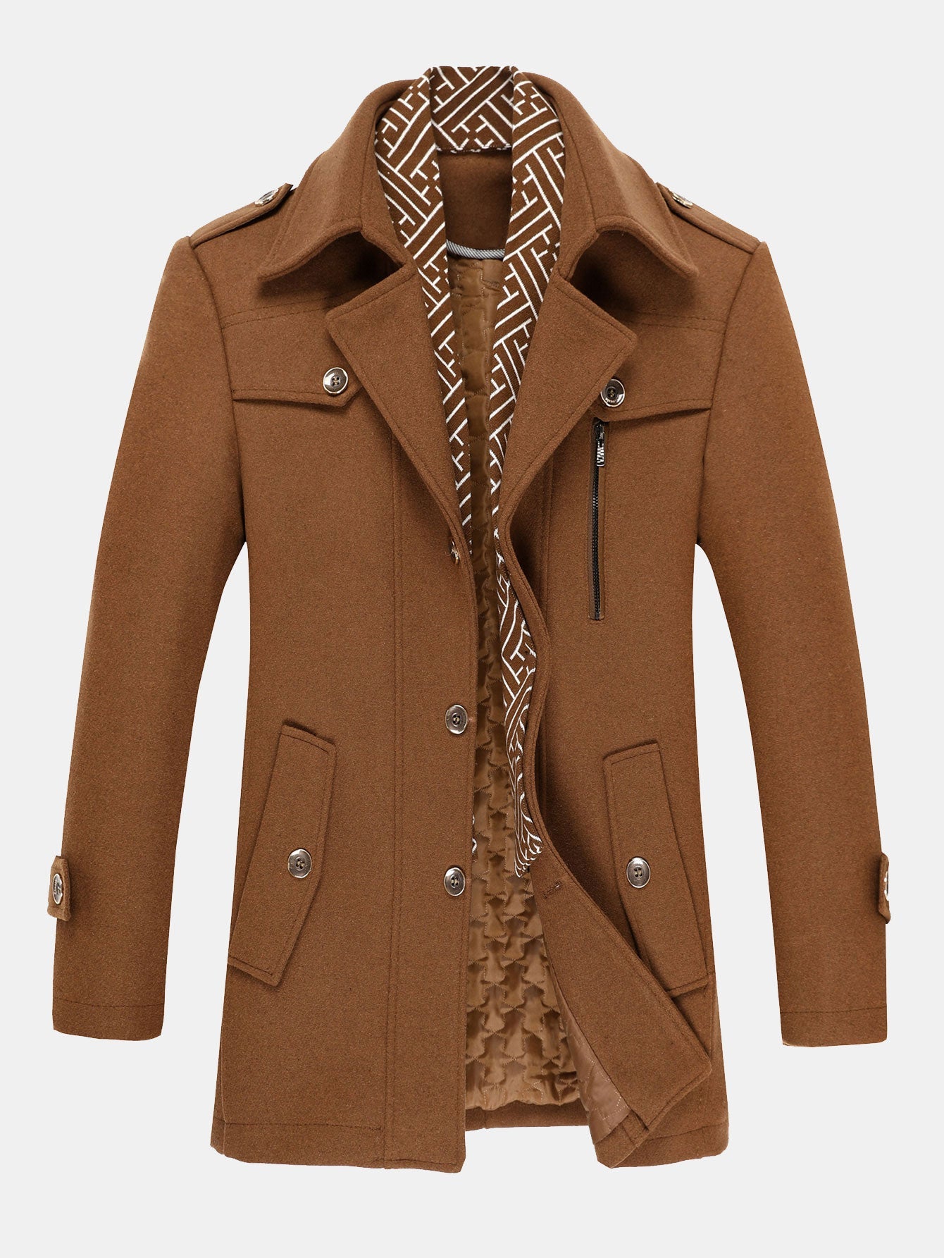 Frederick | Men's Removable Collar Wool Blend Overcoat