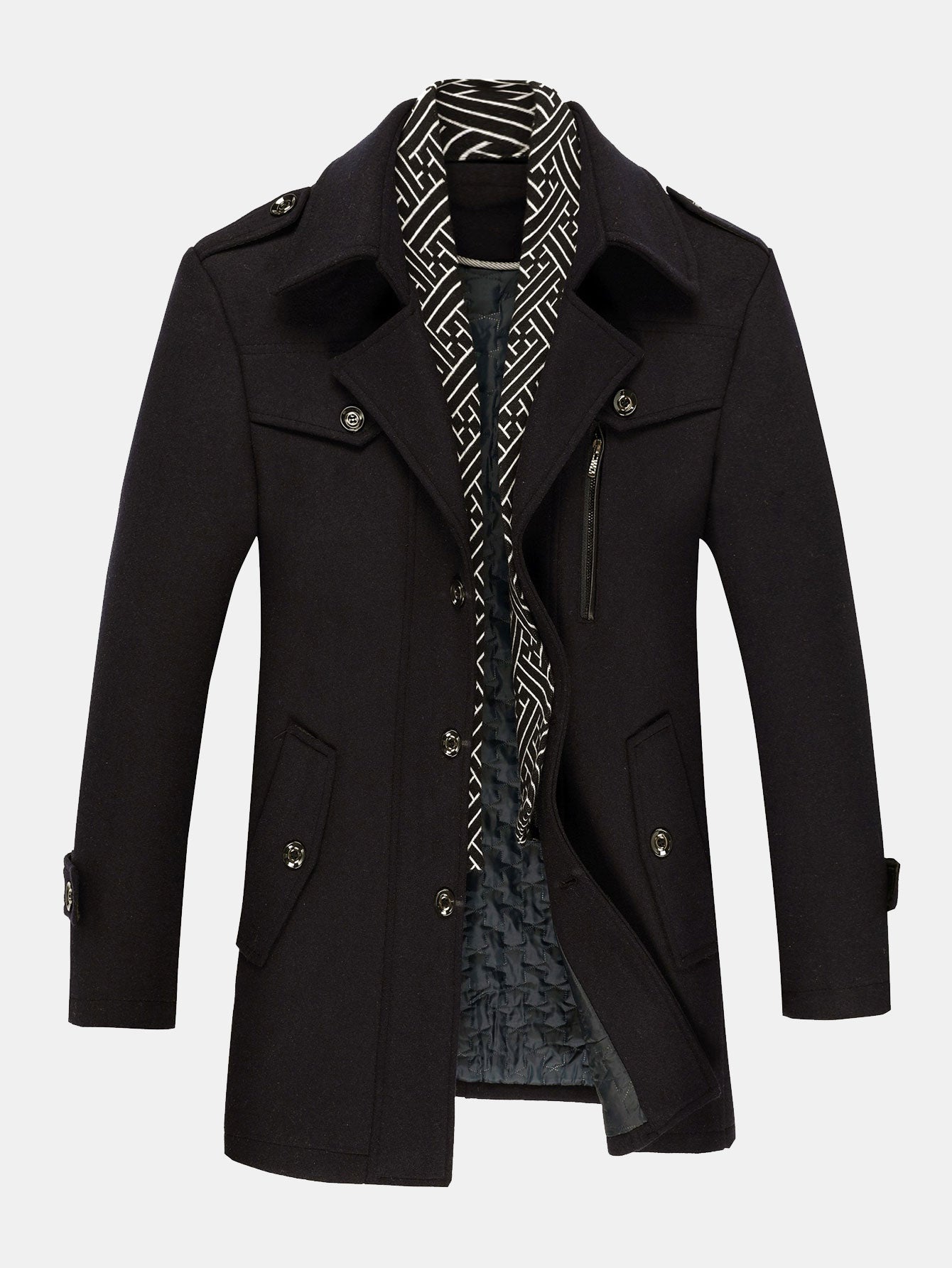 Frederick | Men's Removable Collar Wool Blend Overcoat