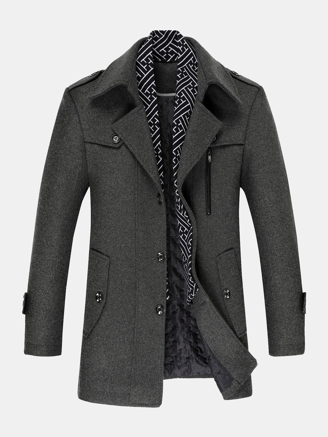 Frederick | Men's Removable Collar Wool Blend Overcoat