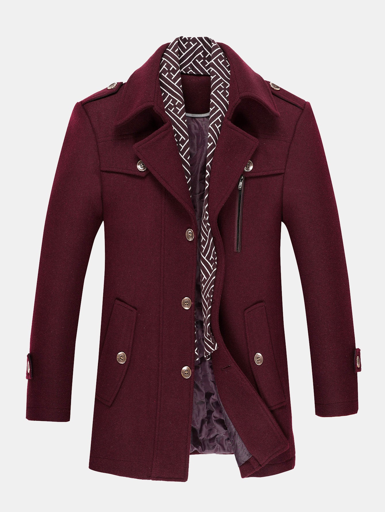 Frederick | Men's Removable Collar Wool Blend Overcoat