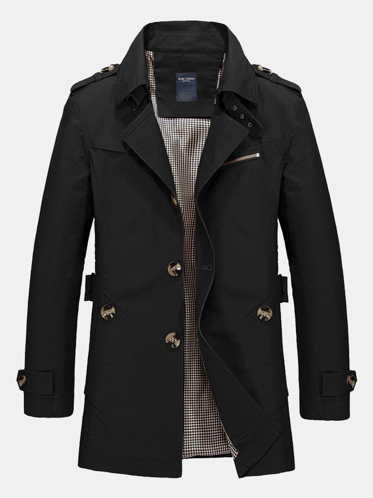 Gerald | Men's Tailored Button-Front Long Trench Coat