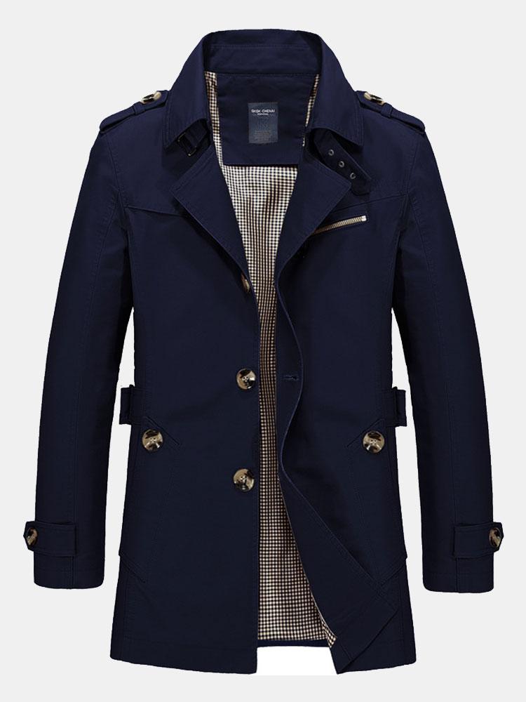 Gerald | Men's Tailored Button-Front Long Trench Coat