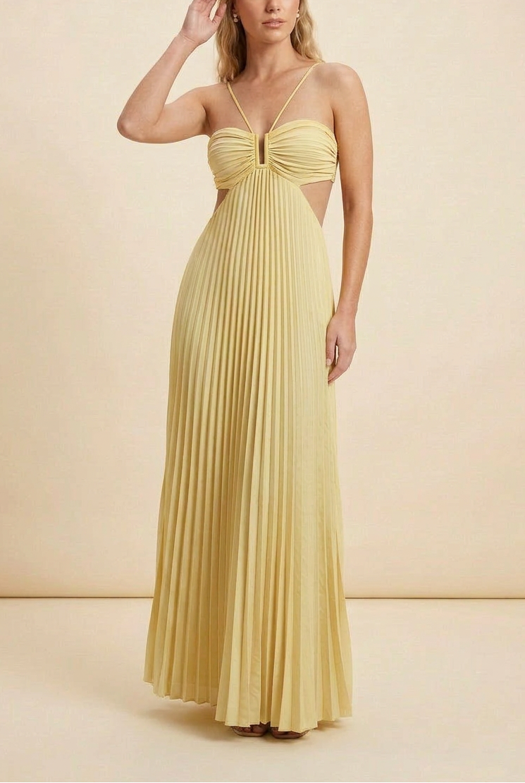 Luella | Women’s Halter Pleated Maxi Dress