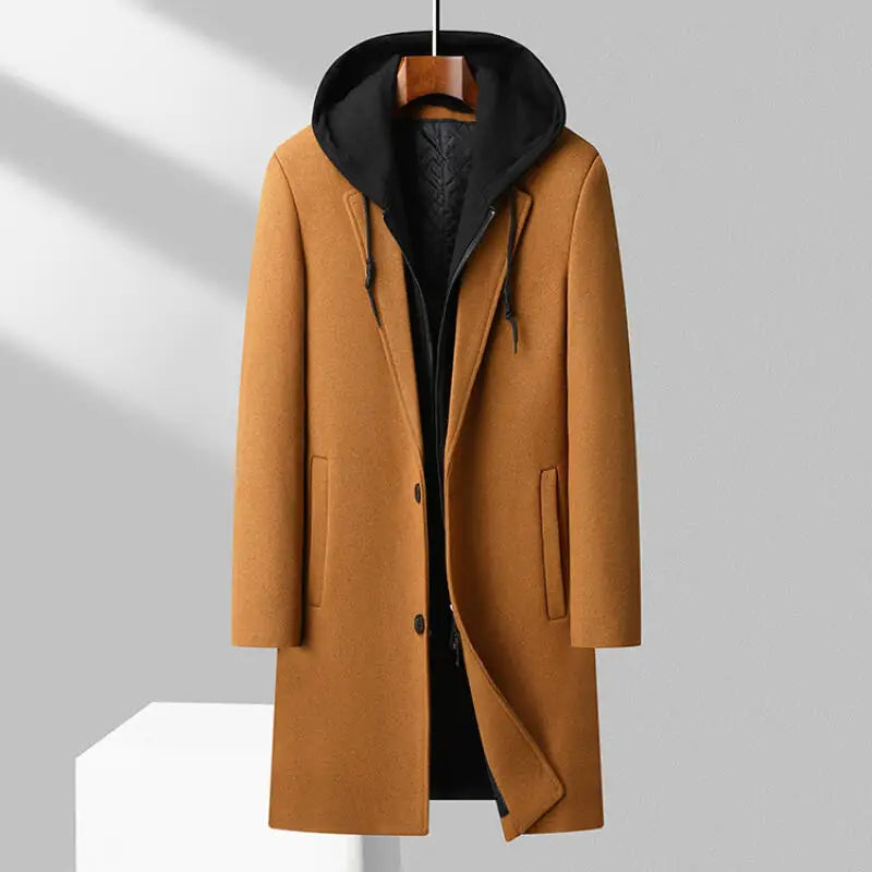 Hugh | Men's Hooded Wool Blend Overcoat