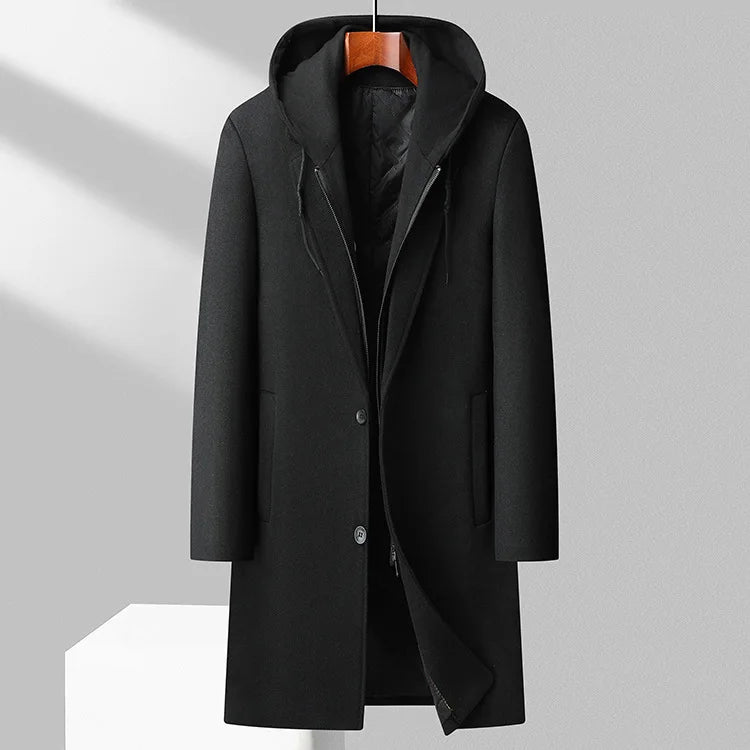 Hugh | Men's Hooded Wool Blend Overcoat