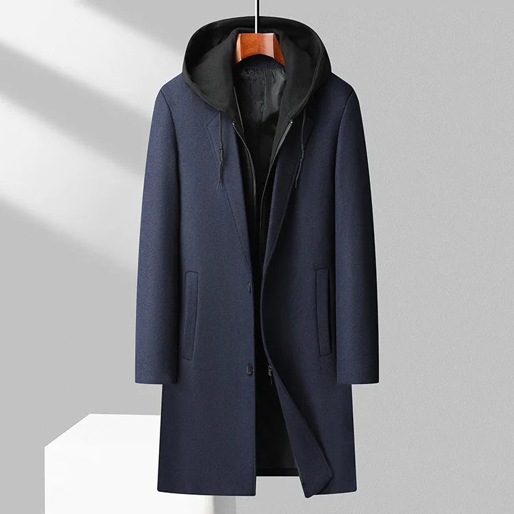 Hugh | Men's Hooded Wool Blend Overcoat
