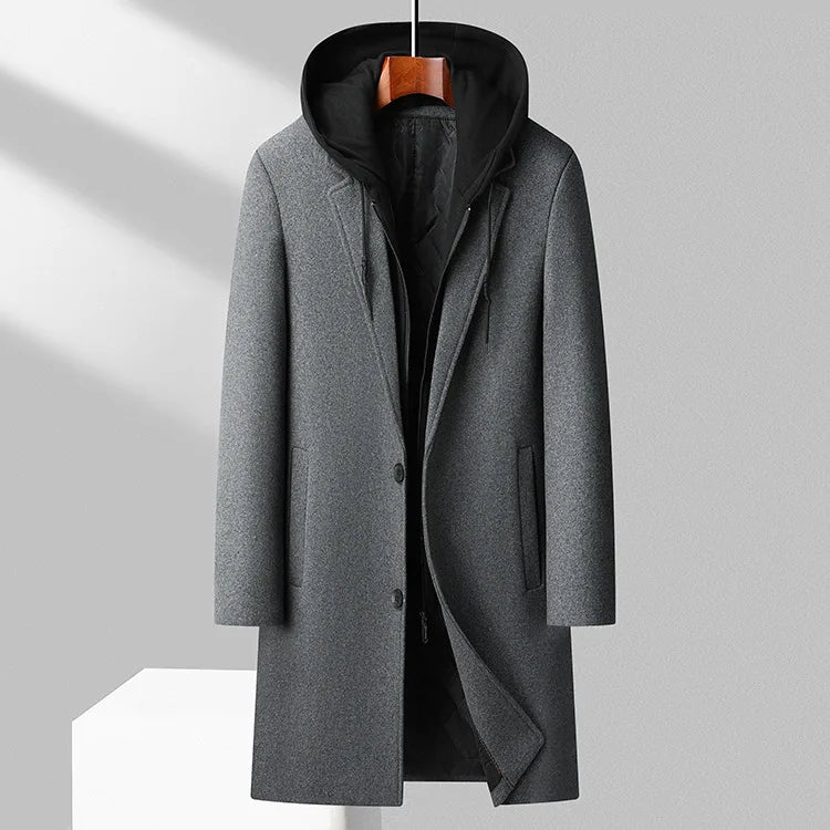 Hugh | Men's Hooded Wool Blend Overcoat