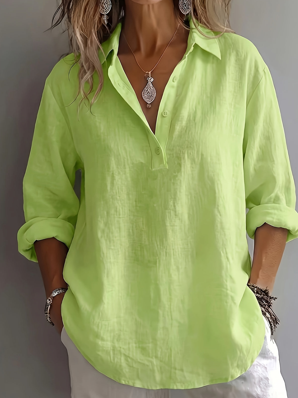 Josephine | Women's Lapel Collar Half-Button Blouse