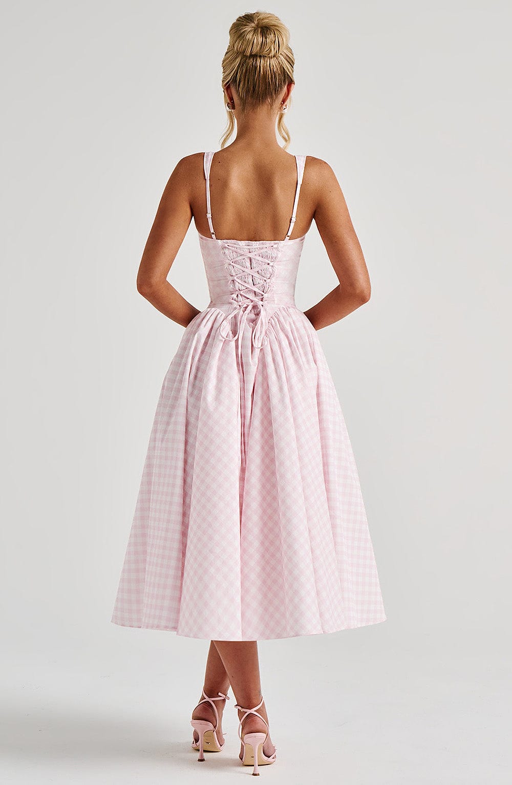 Kaydence | Women’s Gingham Square-Neck Midi Dress