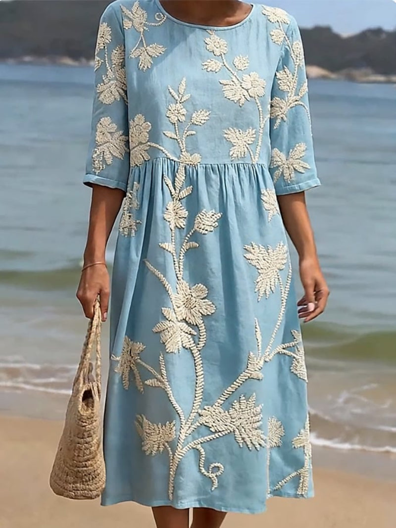 Eloise Women's Embroidered Vintage Midi Dress