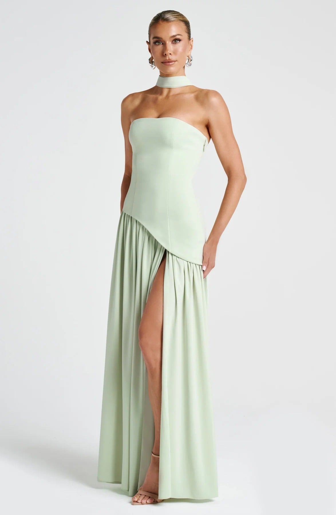 Lucinda | Women’s Strapless Maxi Dress with Scarf