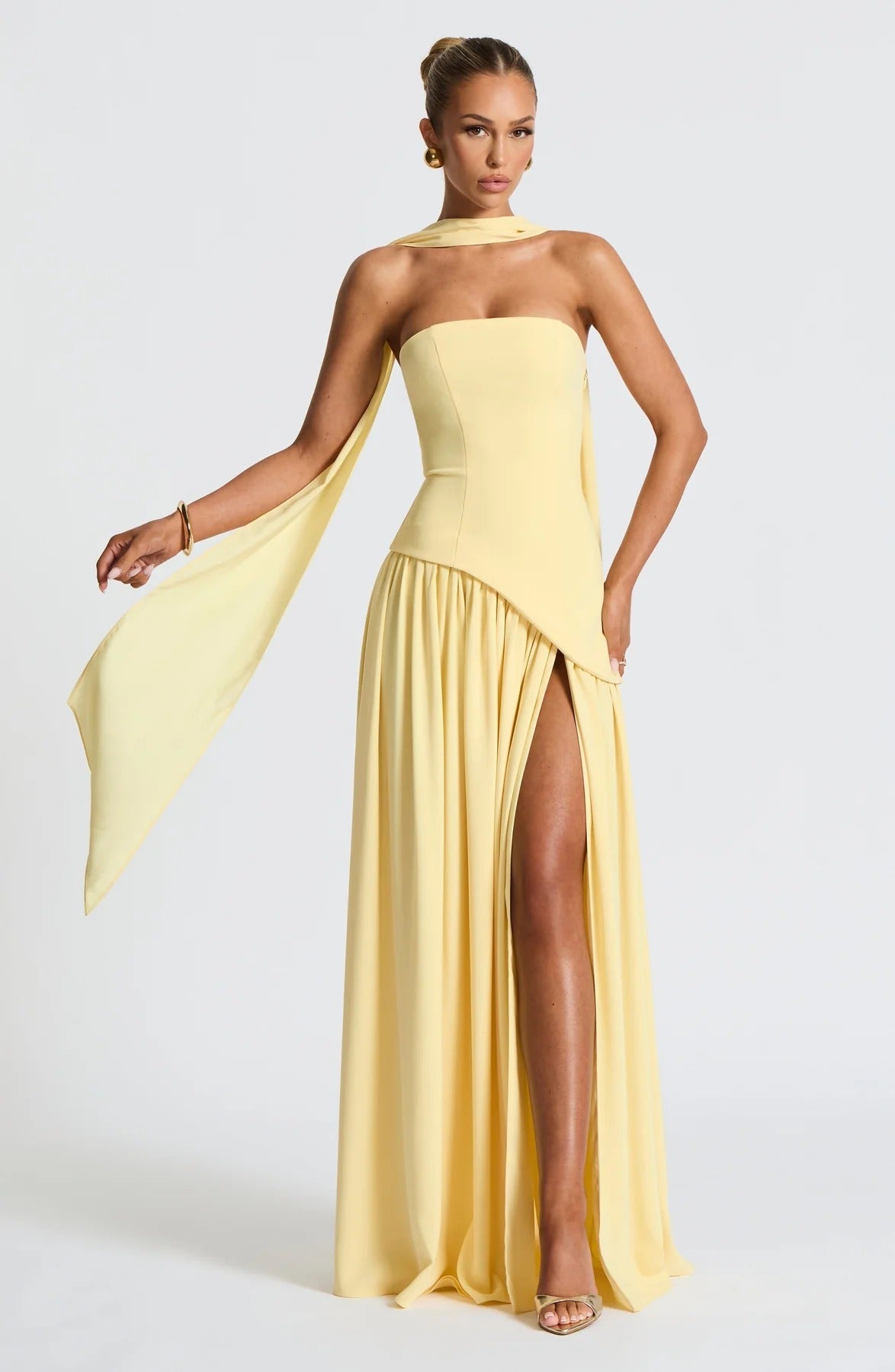Lucinda | Women’s Strapless Maxi Dress with Scarf