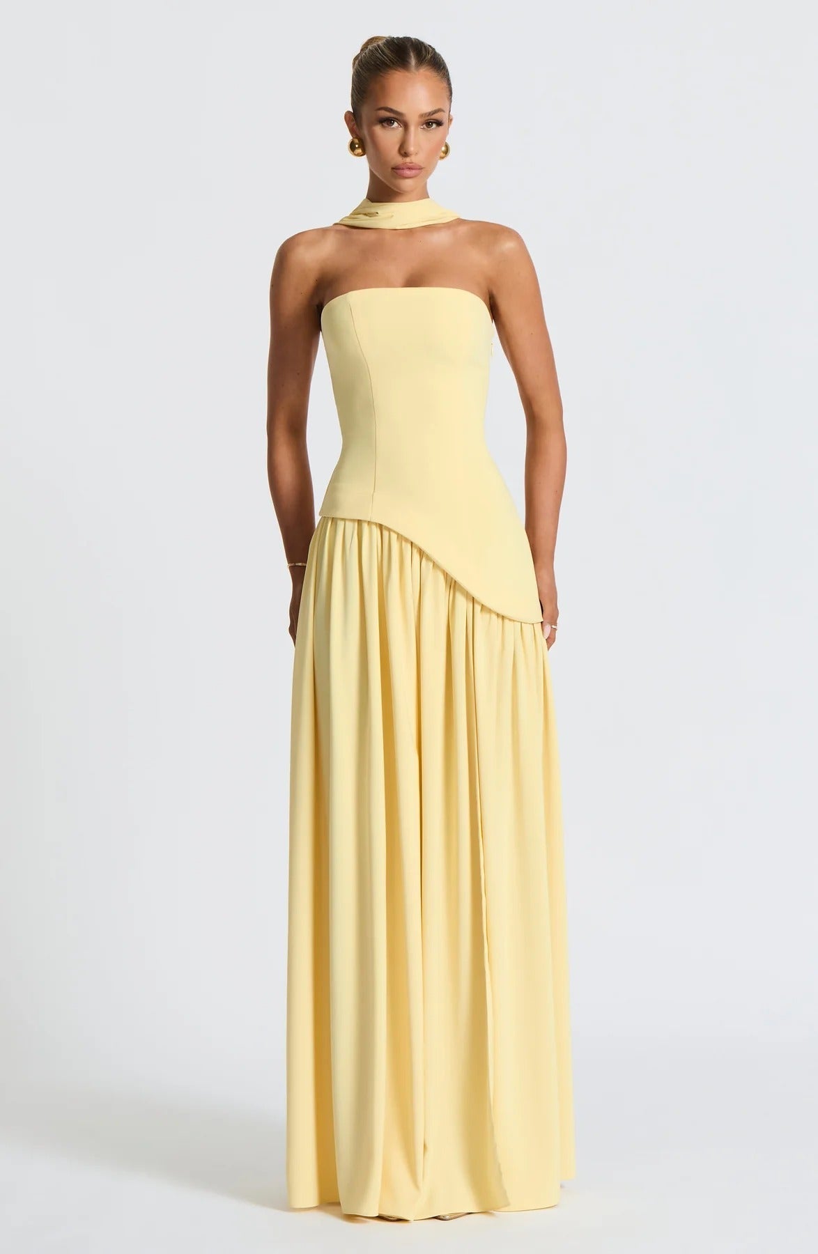 Lucinda | Women’s Strapless Maxi Dress with Scarf