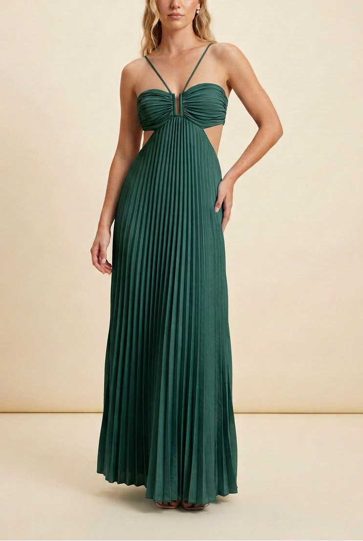 Luella | Women’s Halter Pleated Maxi Dress