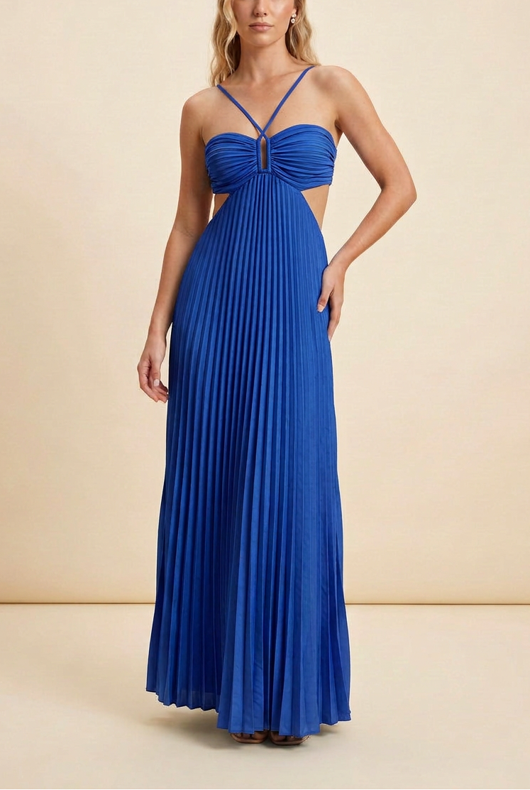 Luella | Women’s Halter Pleated Maxi Dress