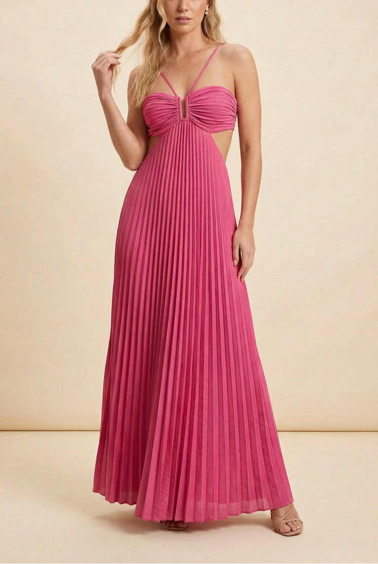 Luella | Women’s Halter Pleated Maxi Dress