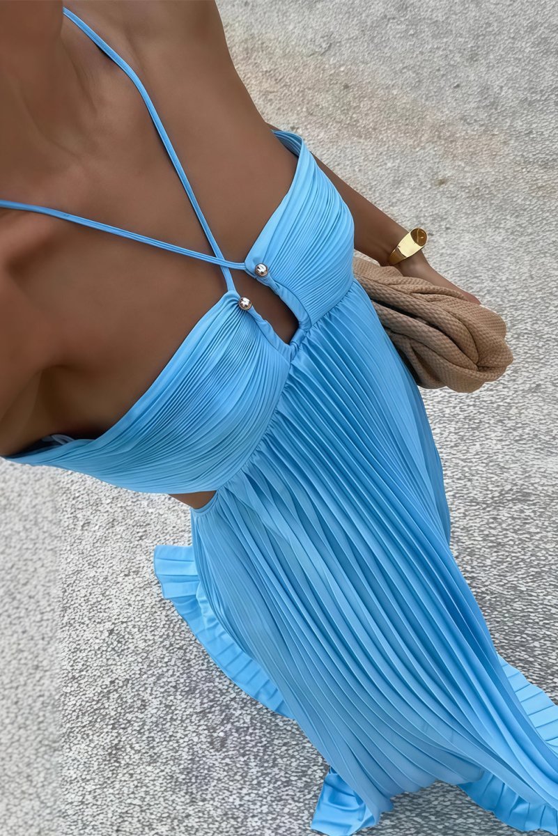 Luella | Women’s Halter Pleated Maxi Dress