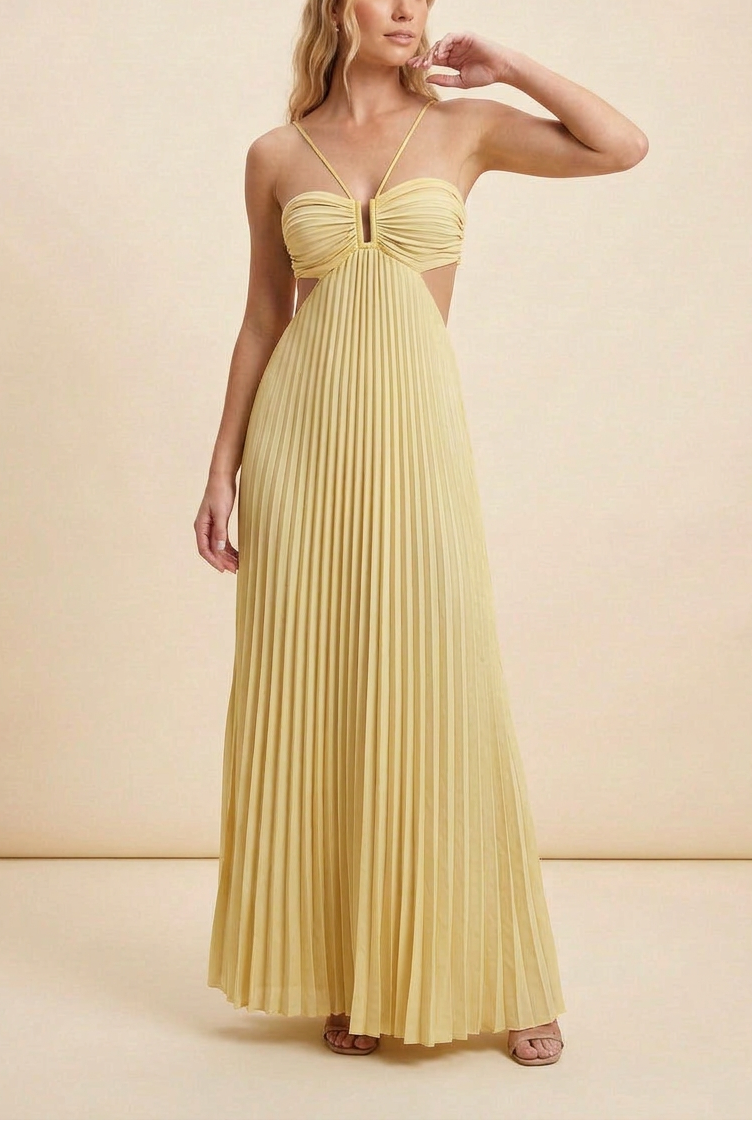 Luella | Women’s Halter Pleated Maxi Dress