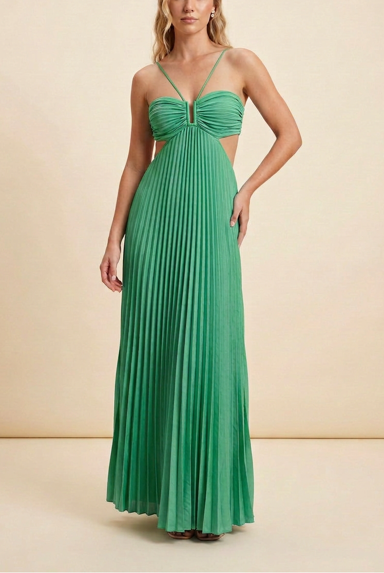 Luella | Women’s Halter Pleated Maxi Dress