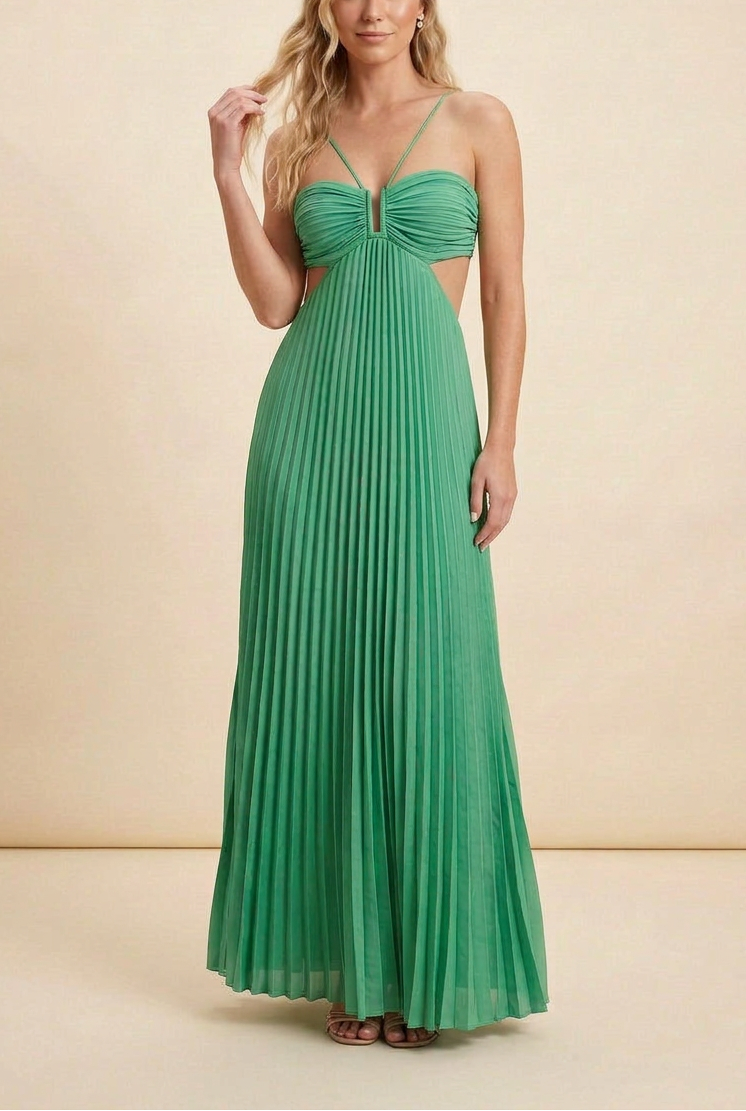 Luella | Women’s Halter Pleated Maxi Dress