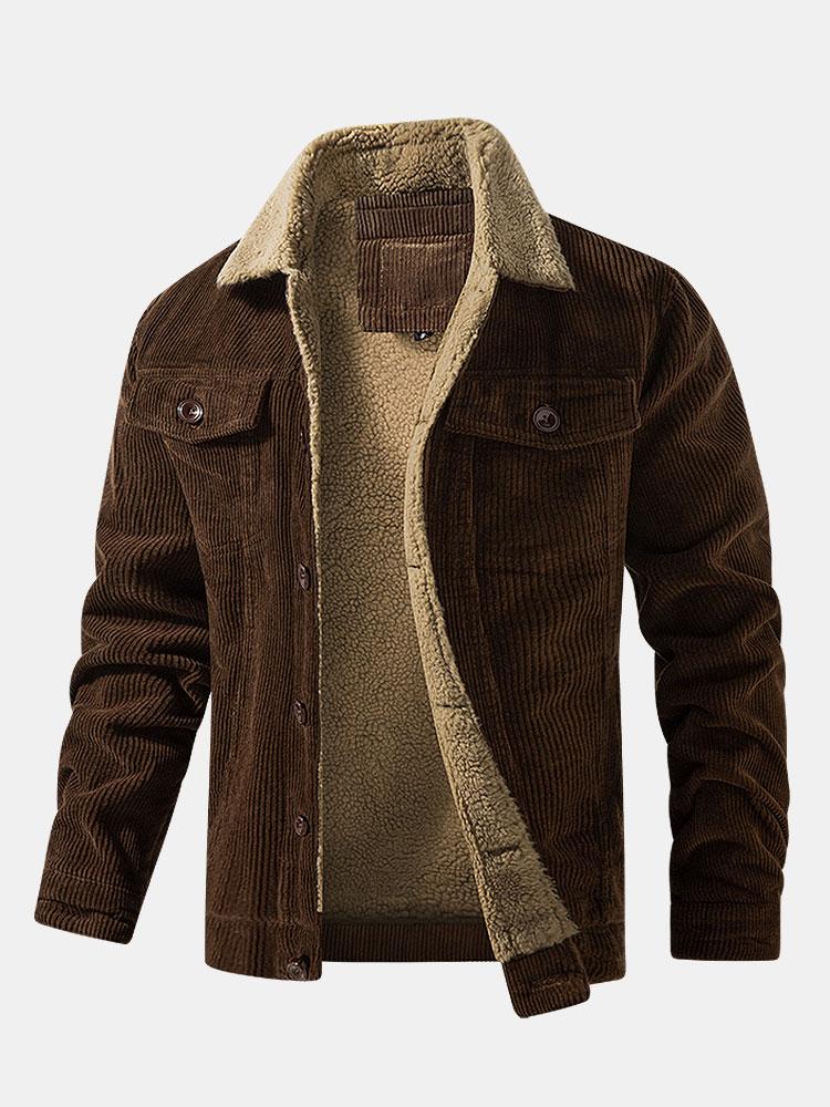 Nathaniel | Men's Teddy-Lined Ribbed Winter Jacket